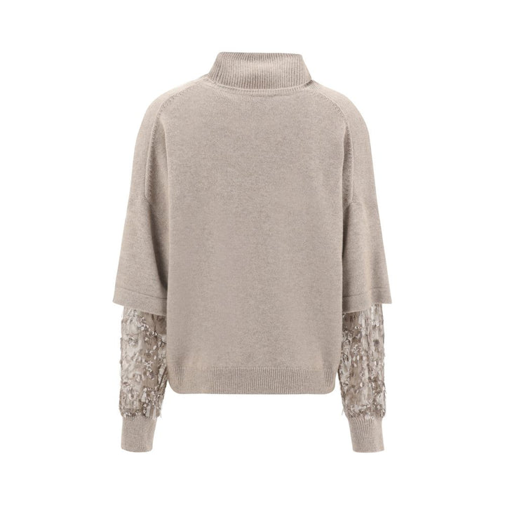 Brunello Cucinelli Brown Calf Leather Bos Taurus Turtleneck