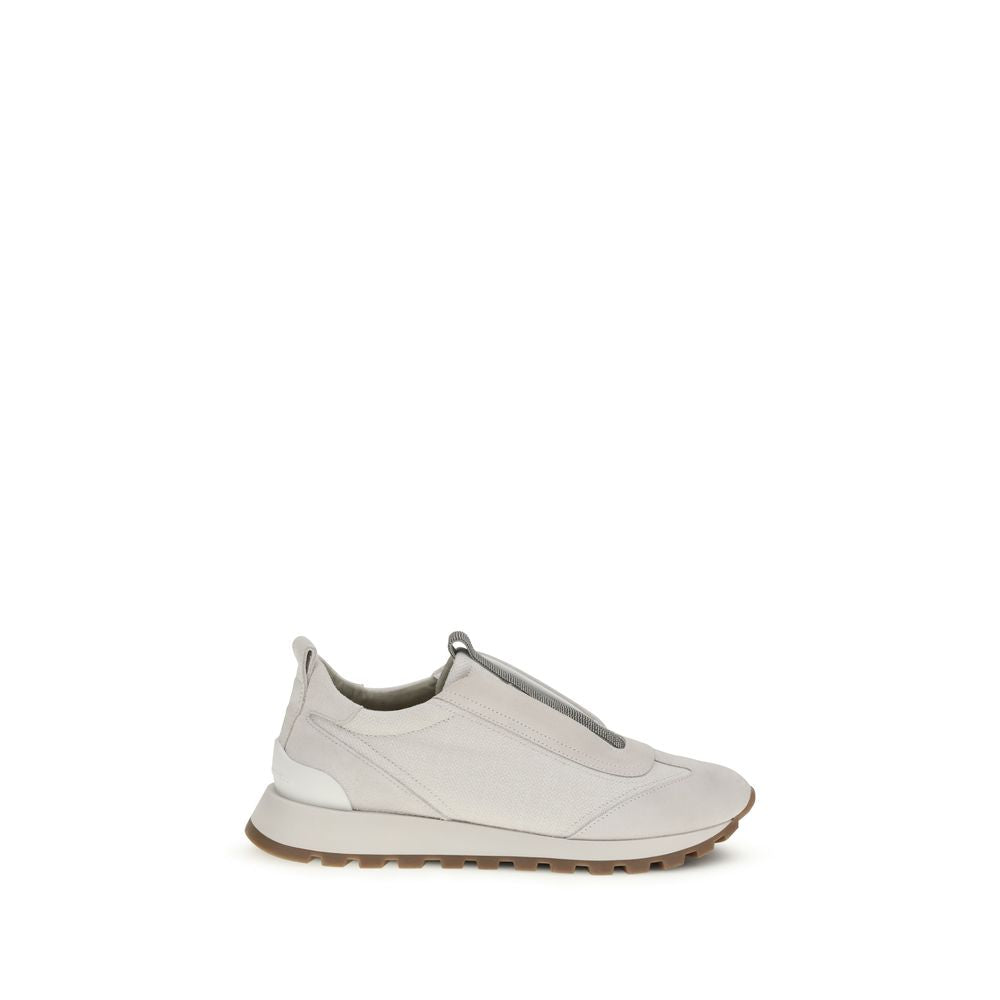 Brunello Cucinelli Gray Cotton Athletic Sneakers