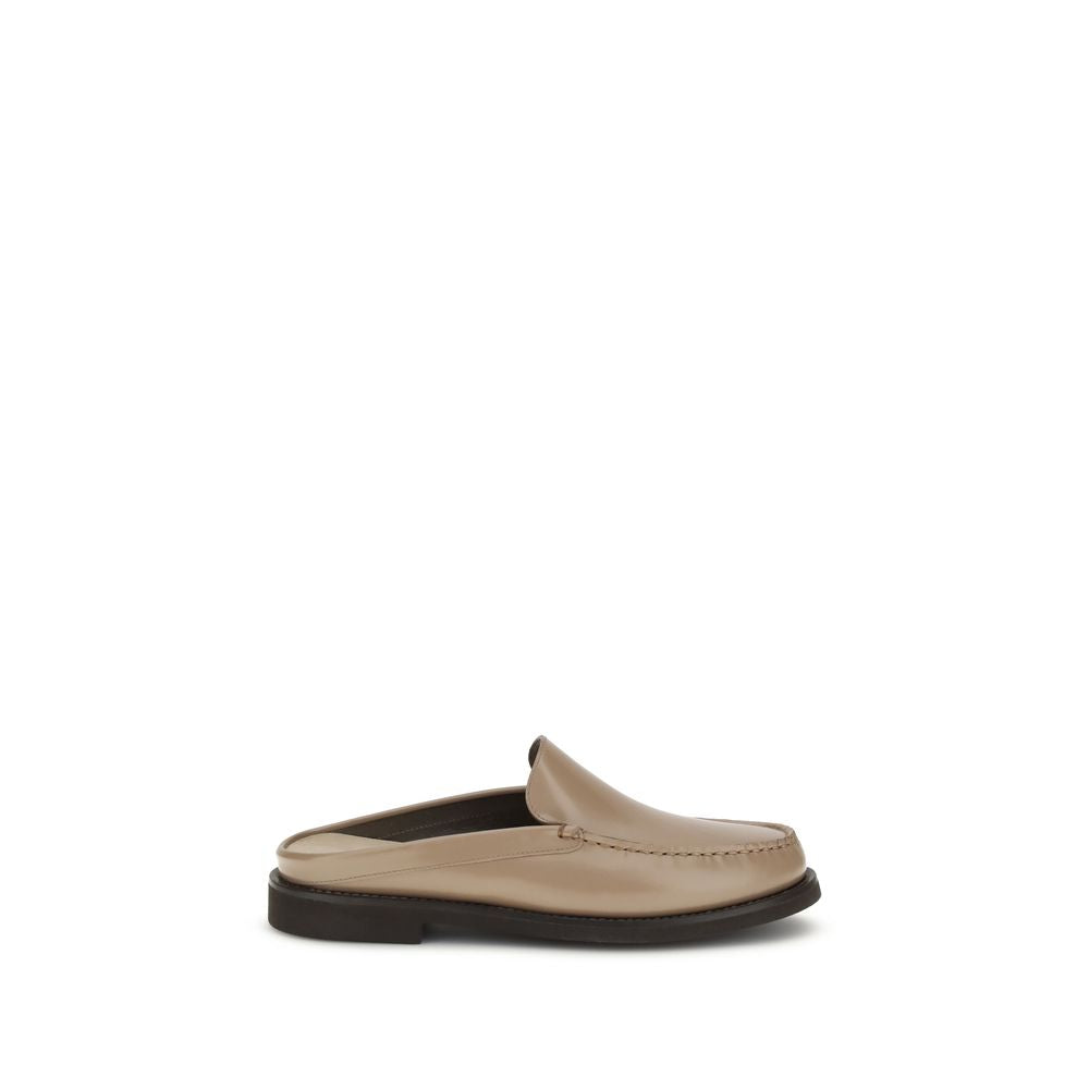 Brunello Cucinelli Beige Calf Leather Bos Taurus Mules