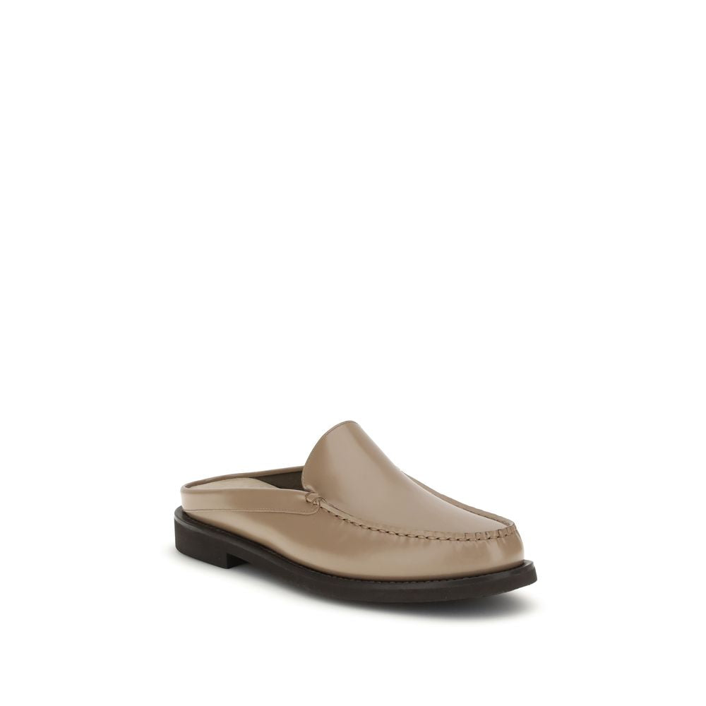 Brunello Cucinelli Beige Calf Leather Bos Taurus Mules