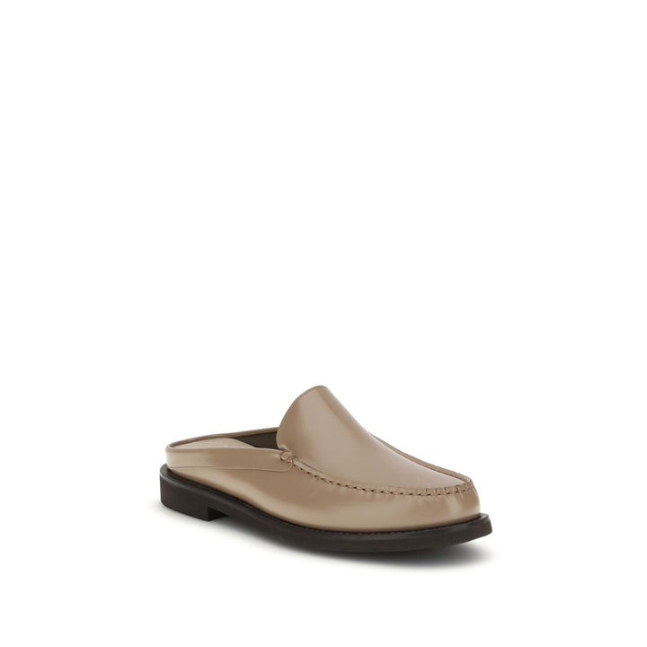 Brunello Cucinelli Beige Calf Leather Bos Taurus Mules