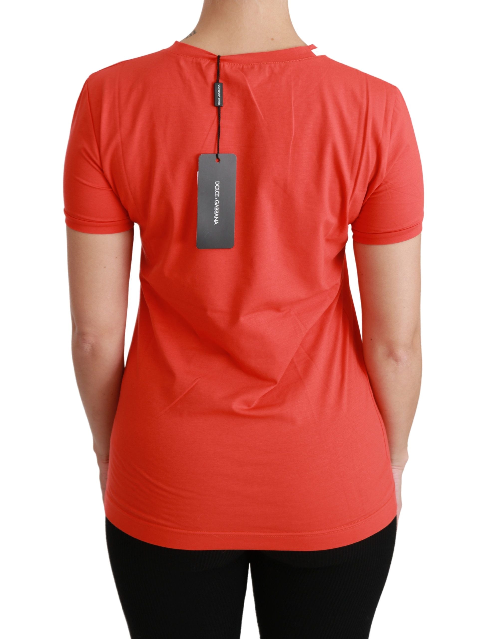 Dolce & Gabbana Red Crewneck Short Sleeve T-shirt Cotton Top
