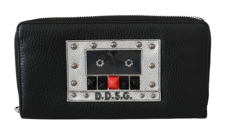 Dolce & Gabbana Black Mens Zipper Continental Purse 100% Leather Wallet