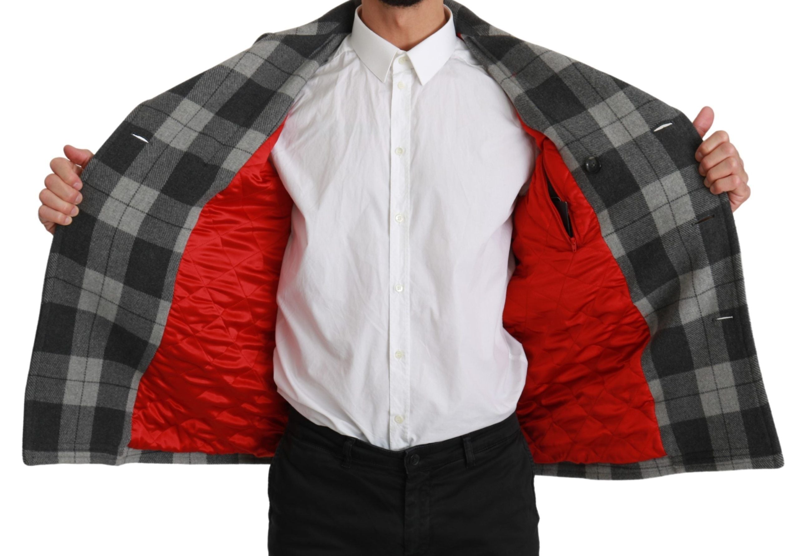 Dolce & Gabbana Gray Check Wool Cashmere Coat Jacket