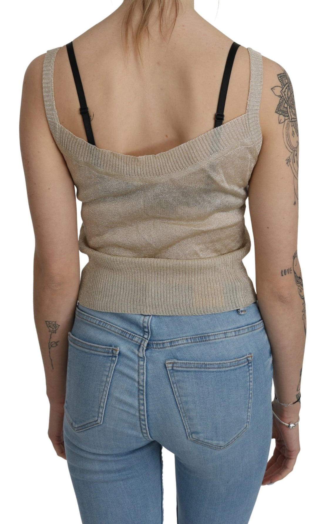 BYBLOS Beige Sleeveless Spaghetti Strap Tank See Through Top