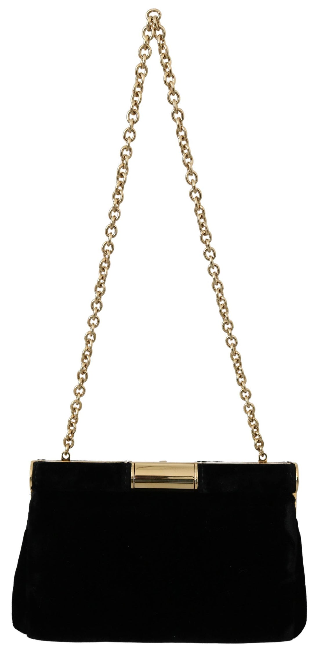 Dolce & Gabbana Black Velvet Crystal Studs Women Crossbody Sling Borse Bag