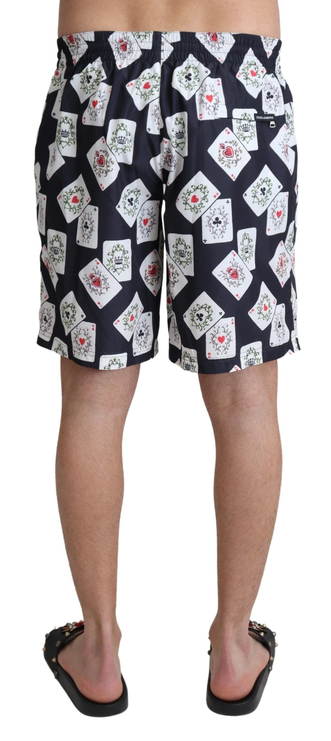 Dolce & Gabbana Black Card Deck Print Beachwear Swimshorts