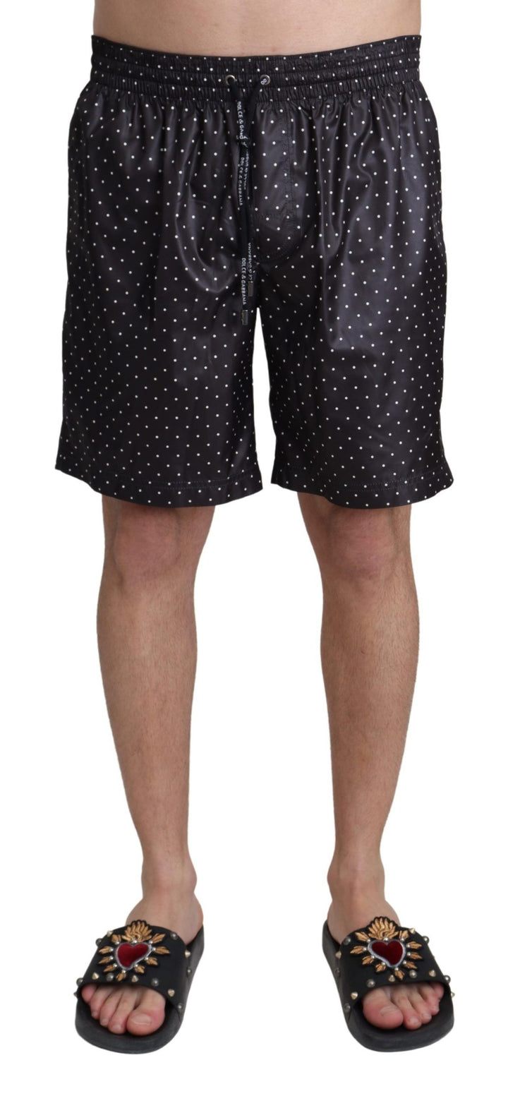 Dolce & Gabbana Black Polka Dot Print Beachwear Swimwear