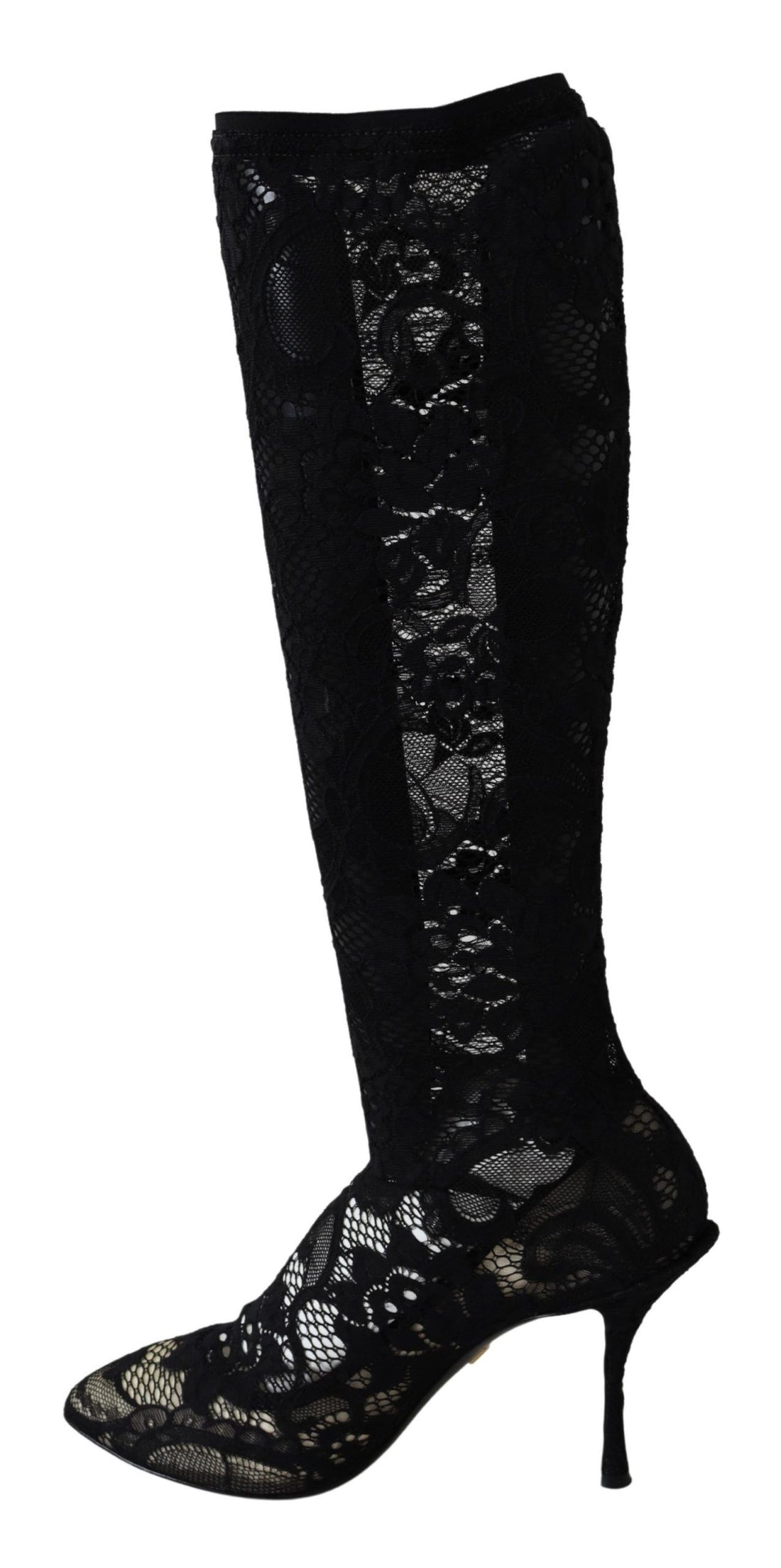Dolce & Gabbana Black Taormina Lace Socks Boots Shoes Pumps