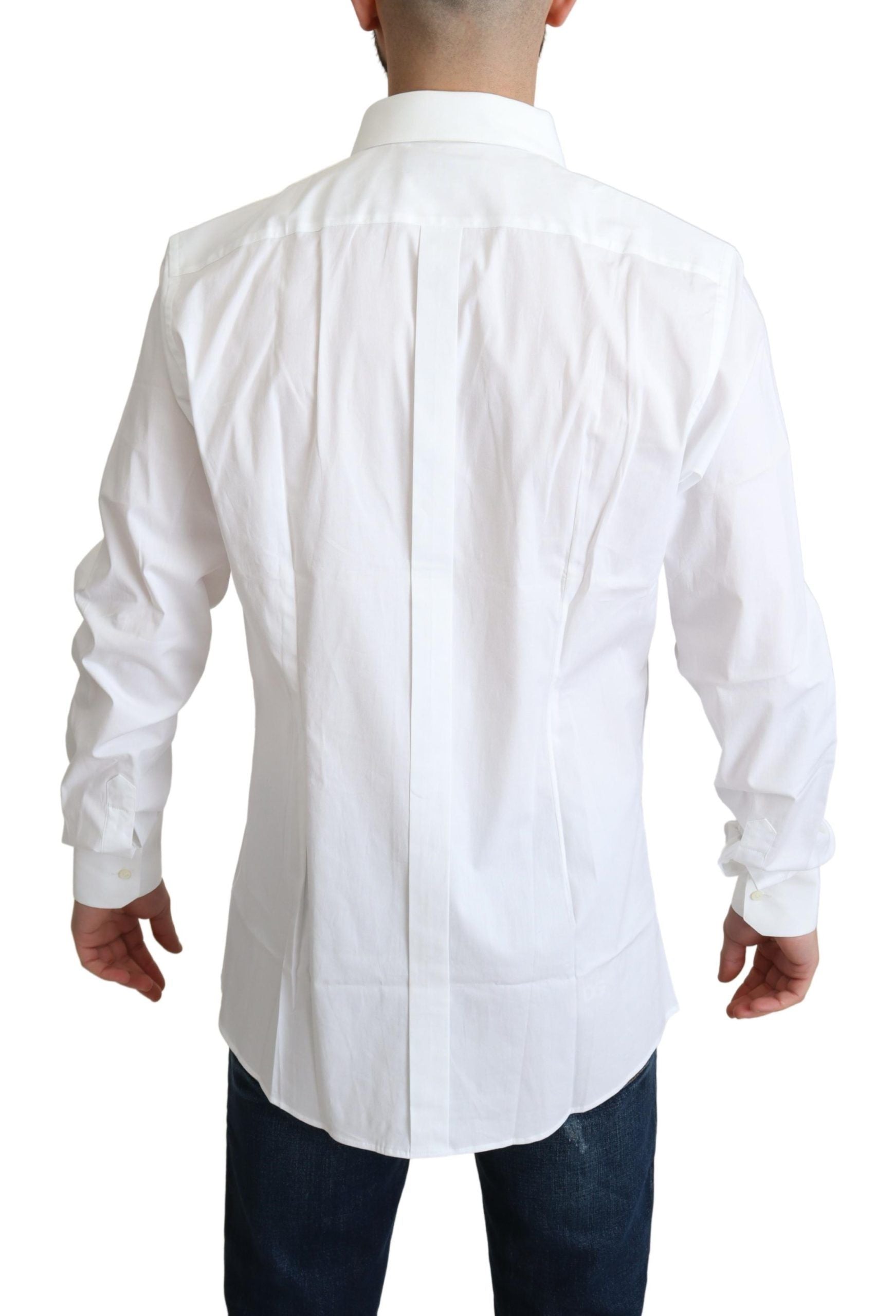 Dolce & Gabbana White Cotton Stretch Men Dress Formal Shirt