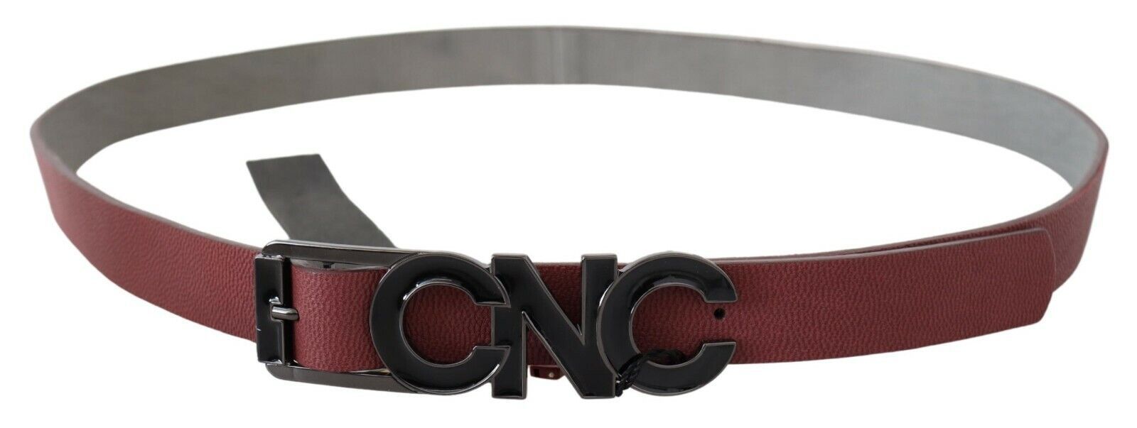 Costume National Maroon Skinny Leather Logo Fashion Belt