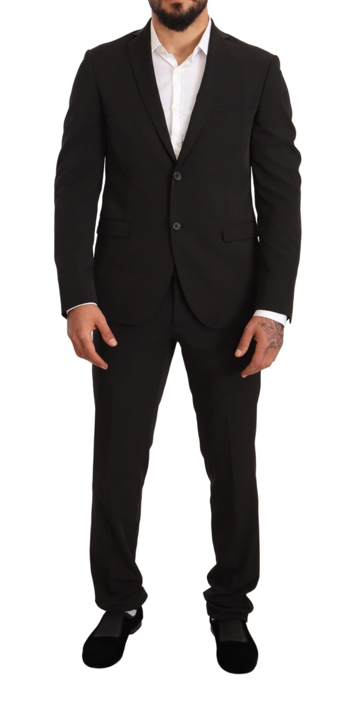 Domenico Tagliente Black Polyester Slim 2 Piece Set TAGLIENTE Suit