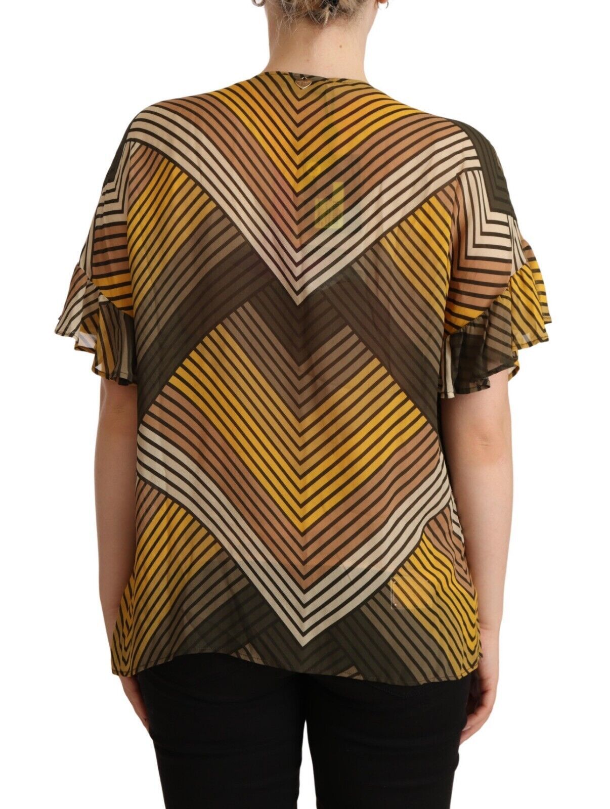 Twinset Multicolor Stripes Short Sleeves Round Neck Top Blouse