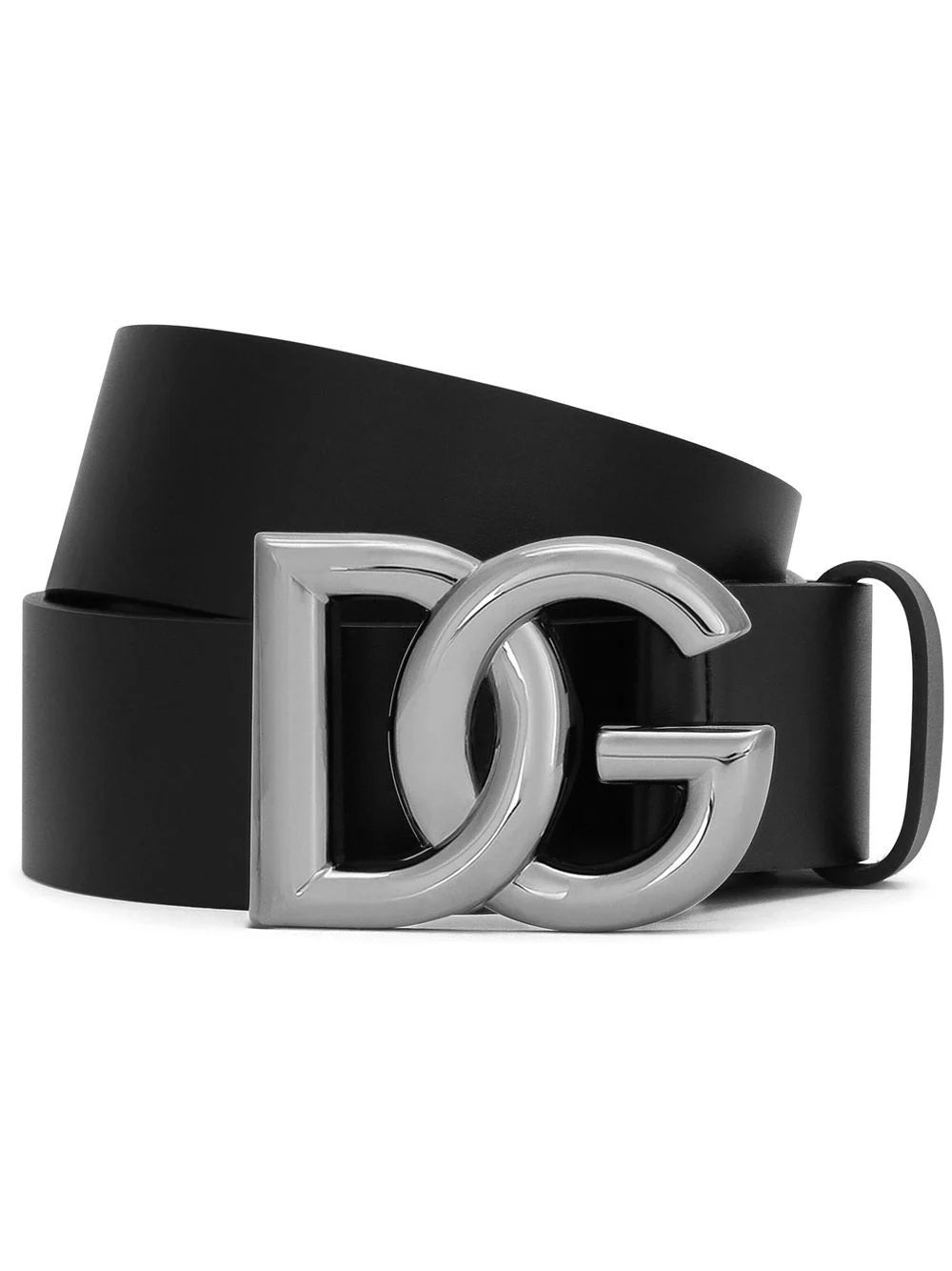 Dolce & Gabbana Men's DG logo Buckle Black Leather Belt