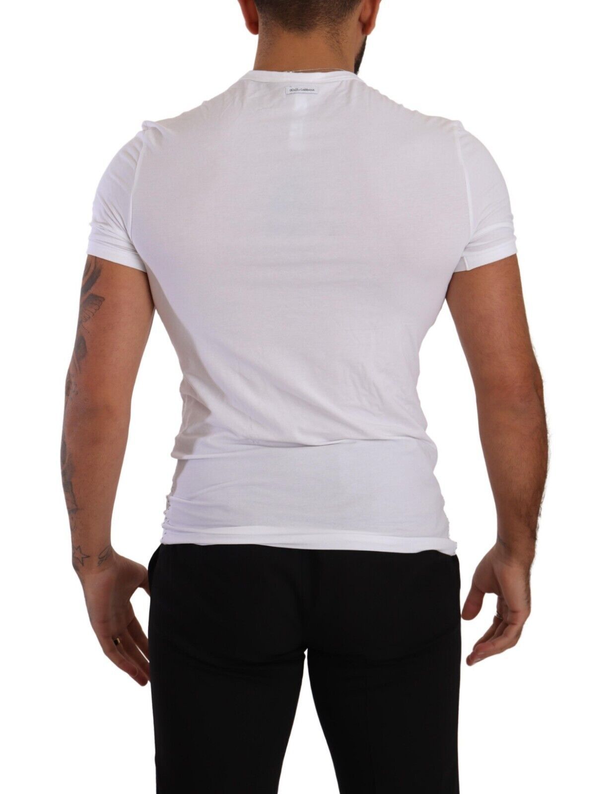 Dolce & Gabbana White Round Neck Cotton Stretch T-shirt Underwear