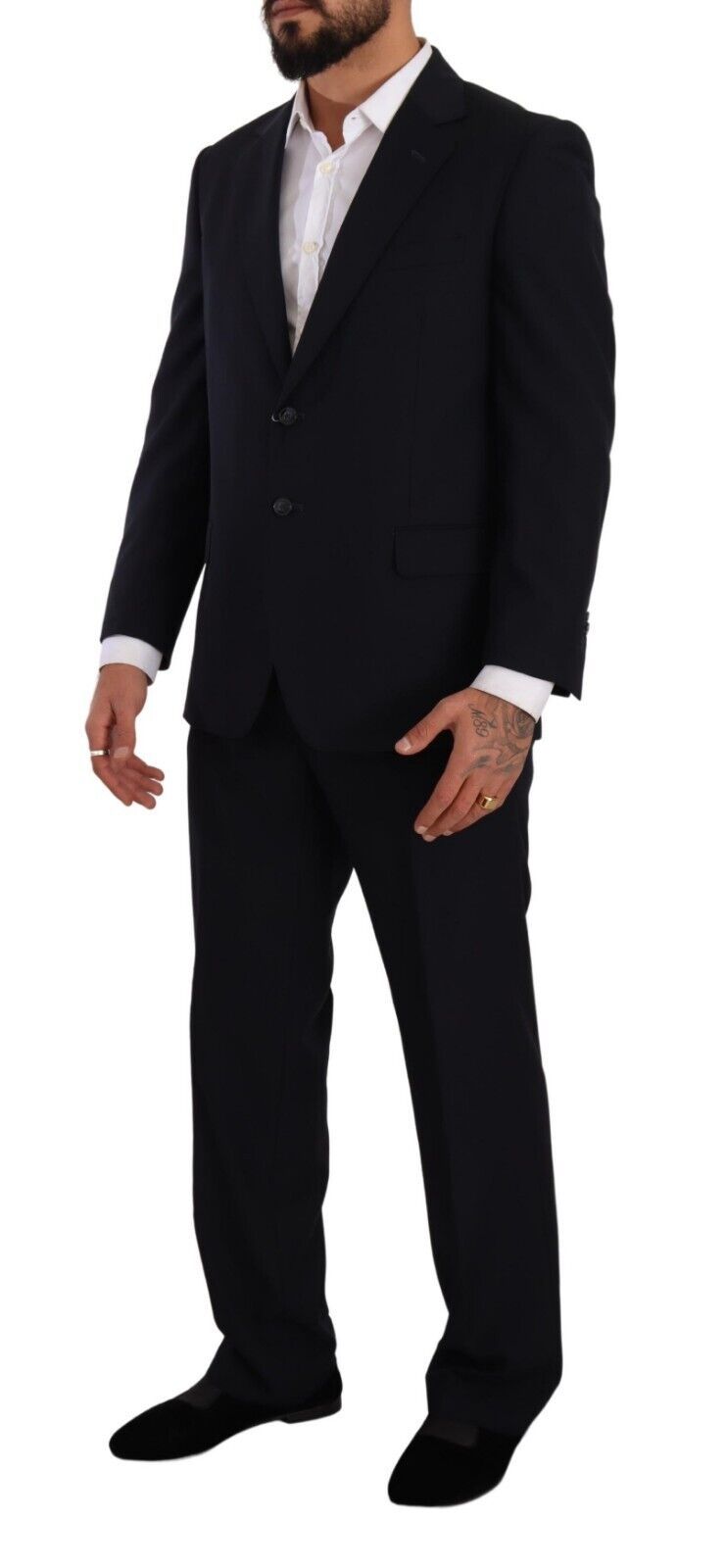 Domenico Tagliente Blue Polyester Single Breasted Formal Suit