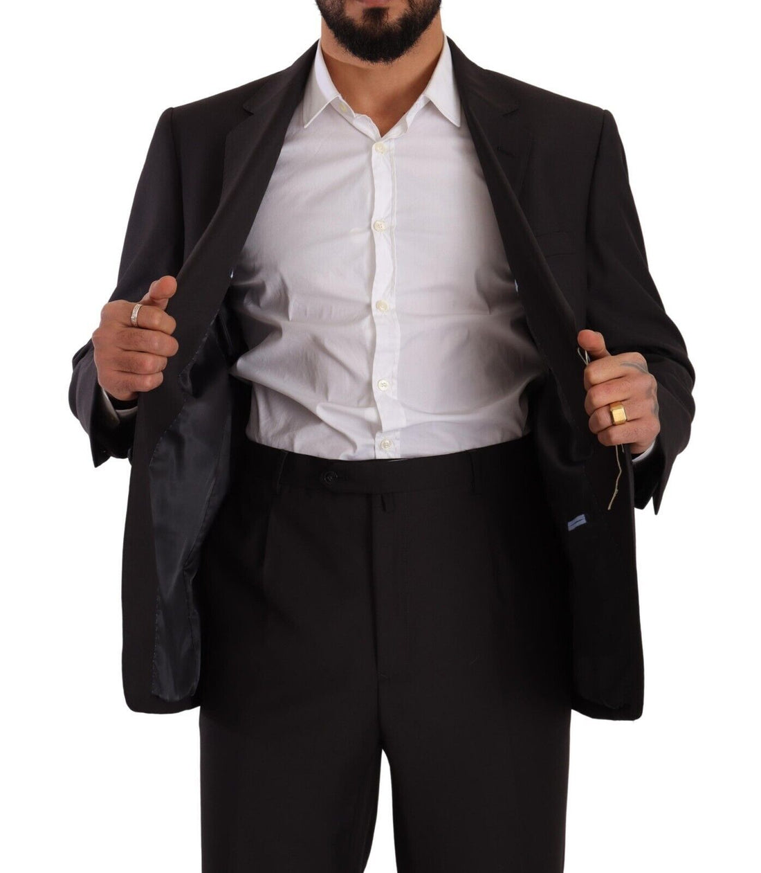 Domenico Tagliente Gray Polyester Single Breasted Formal Suit