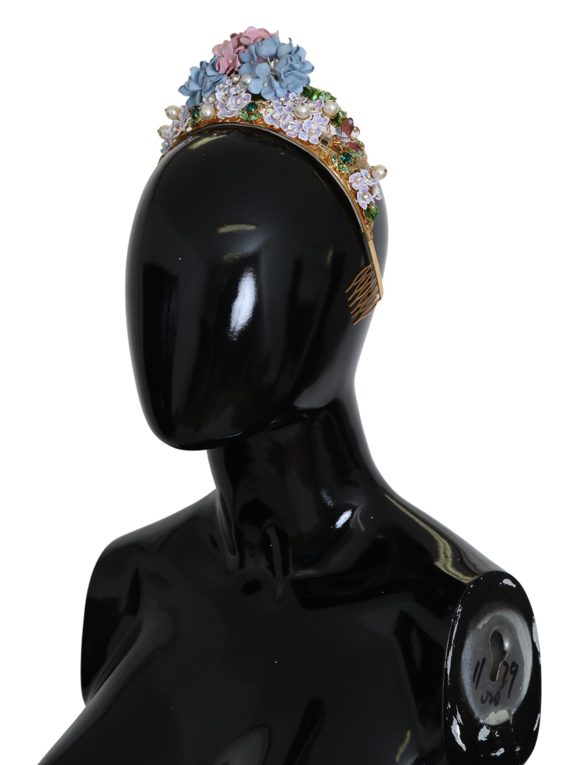 Dolce & Gabbana Gold Crystal Purple Hortensia Headband Crown Diadem