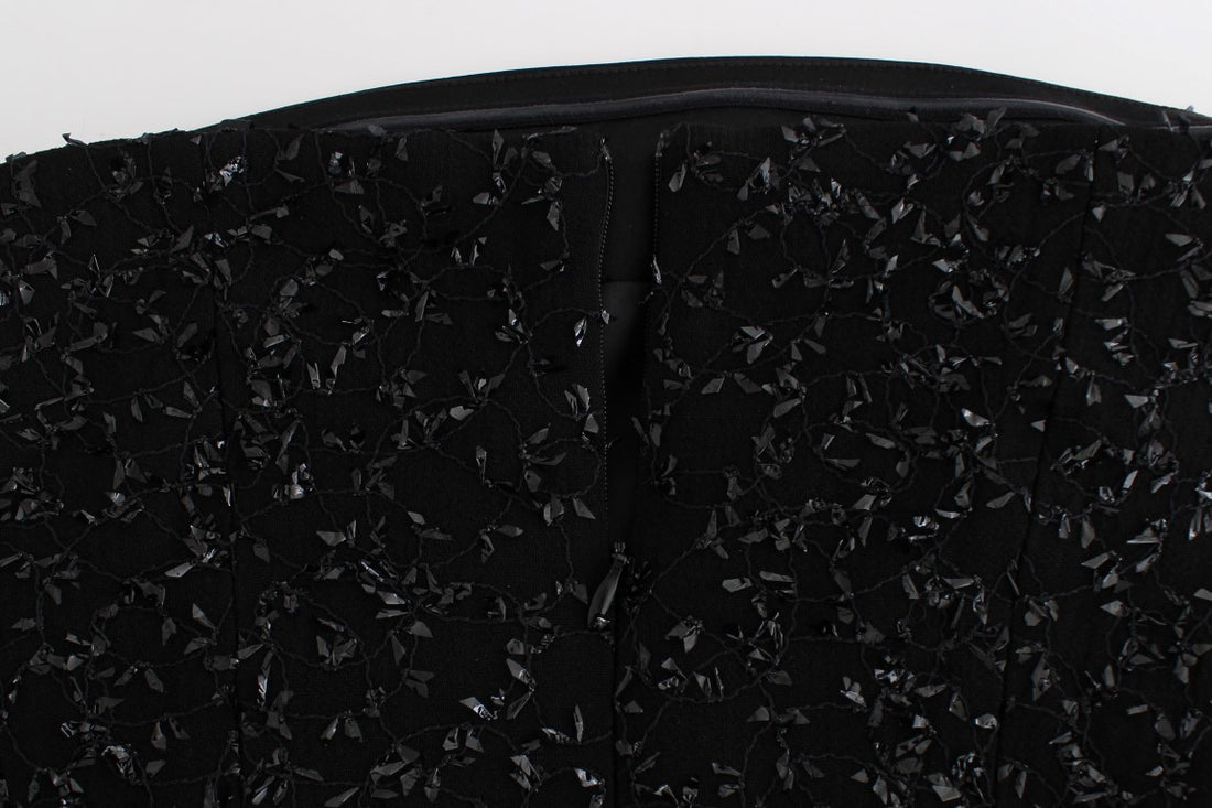 Masha Ma Black Strapless Embellished Pencil Dress