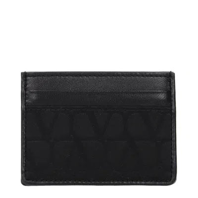 Valentino Garavani Men's Black Leather Credit Card Wallet