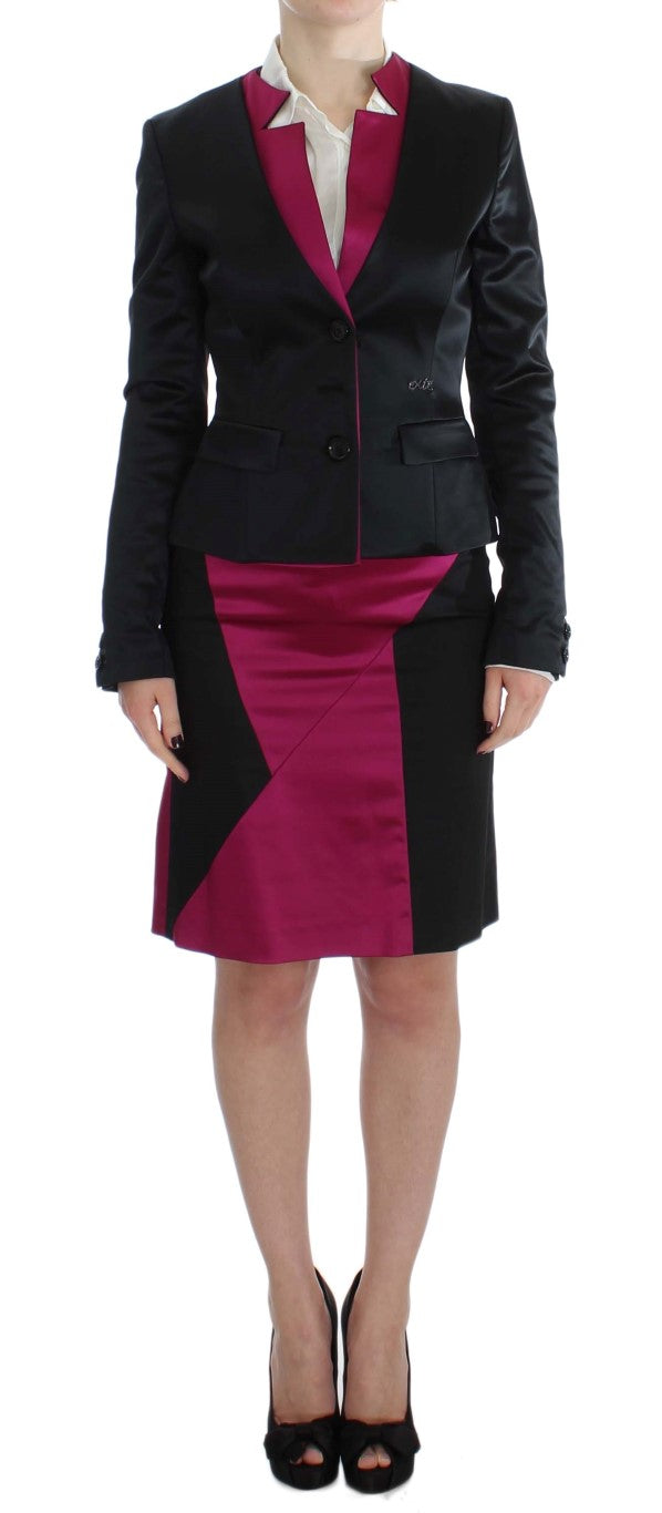 Exte Black Pink Two Piece Suit Skirt & Blazer