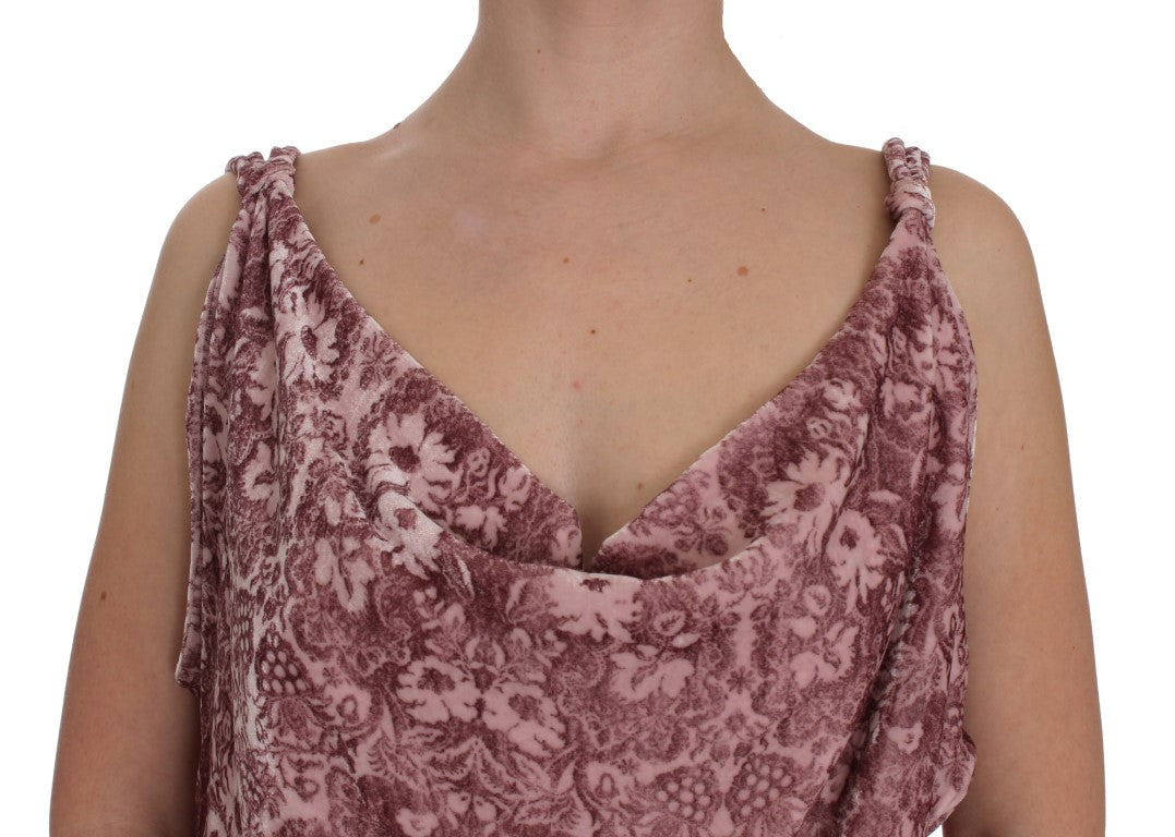 Exte Pink Floral Print Viscose Silk Blouse Top