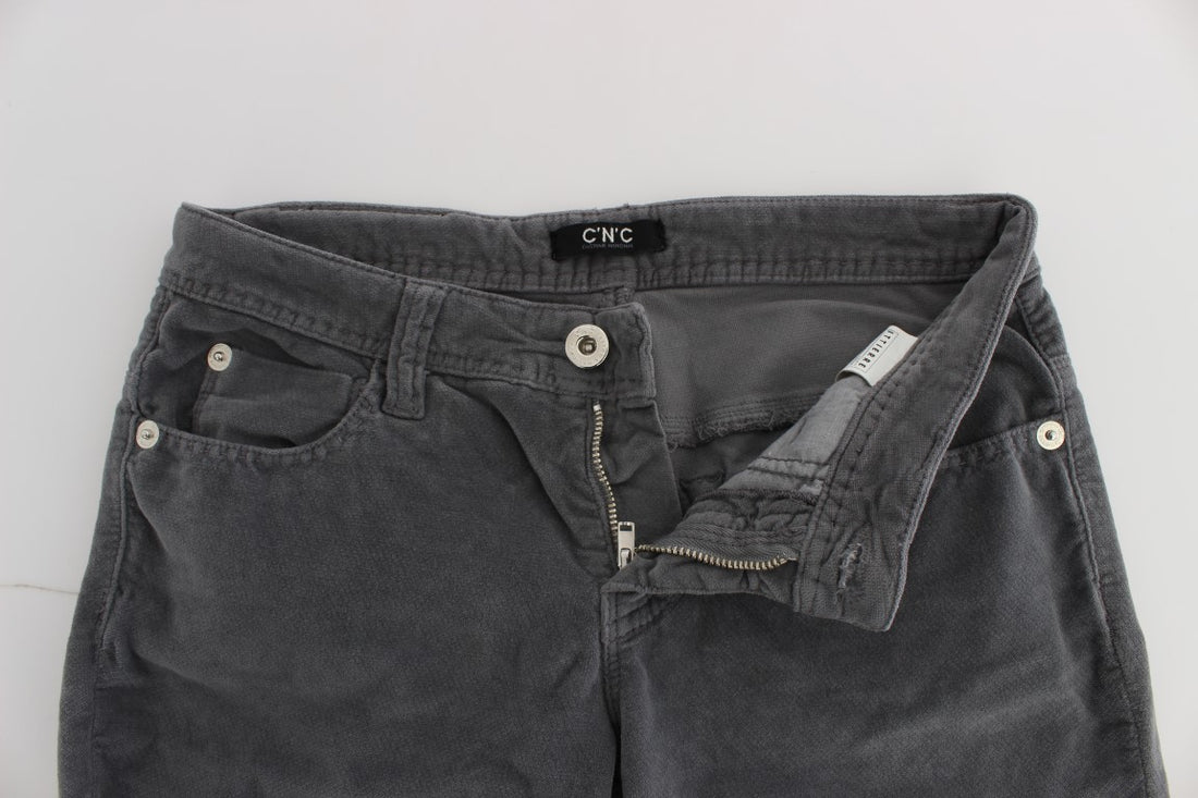 Costume National Gray Cotton Super Slim Corduroys Jeans
