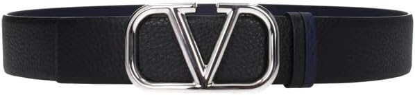 Valentino VLogo Signature Black Calfskin Leather Men's Belt