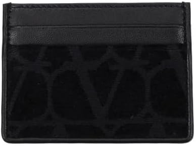 Valentino Garavani Men's Black Leather Credit Card Holder with Gift Box