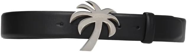 PALM ANGELS Men's Black Leather Belt Size 85