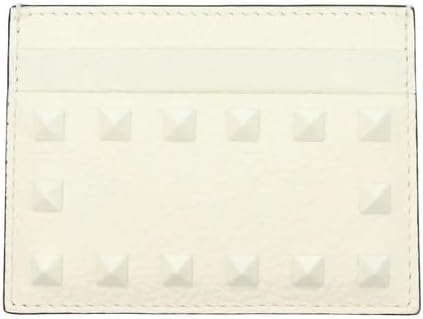 Valentino Garavani Women's White Rockstud grainy calfskin cardholder with Gift Box
