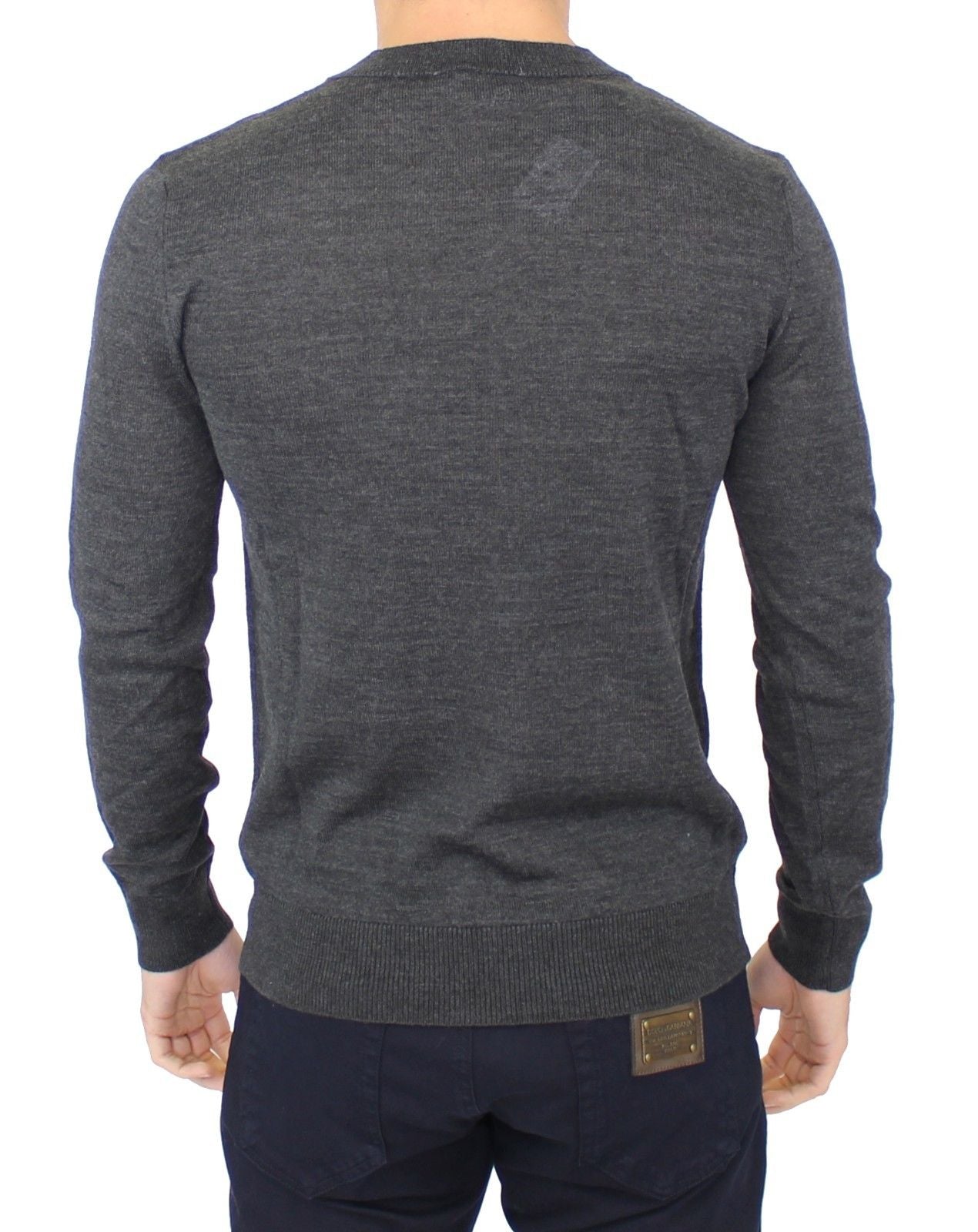 Ermanno Scervino Gray Wool Blend V-neck Pullover Sweater