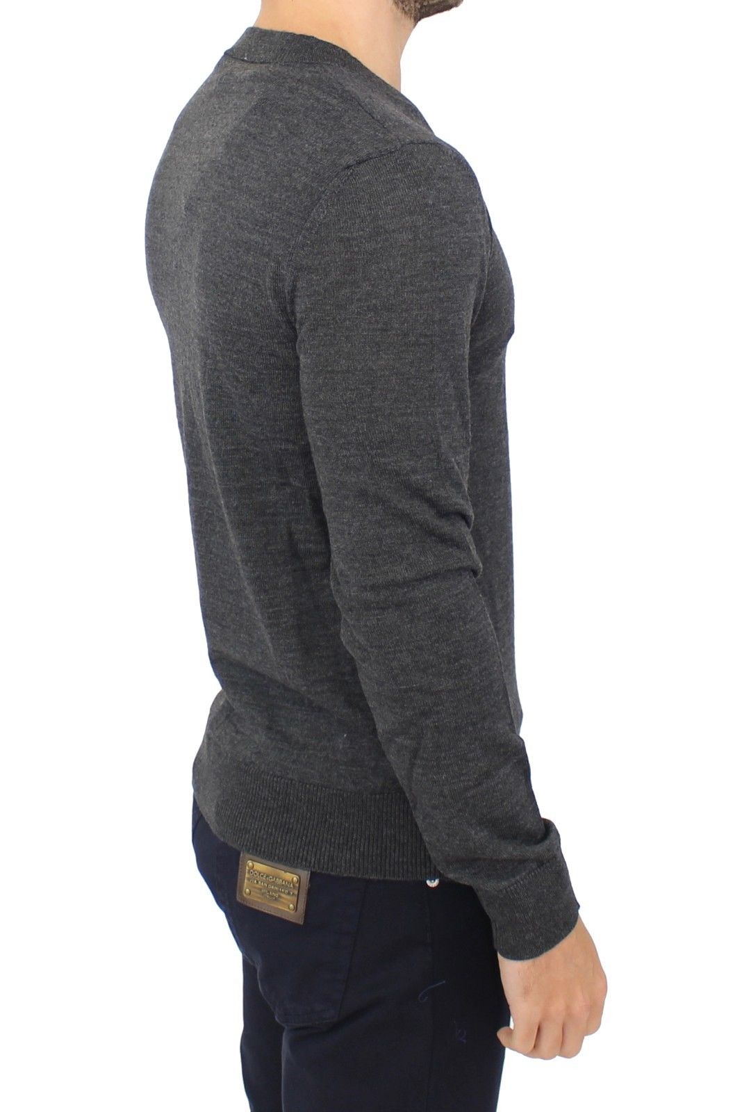 Ermanno Scervino Gray Wool Blend V-neck Pullover Sweater