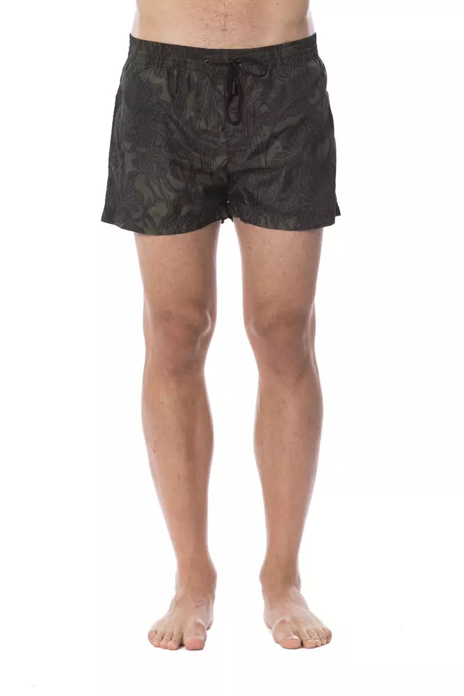 Roberto Cavalli Sport Army Polyester Men's Swimwear