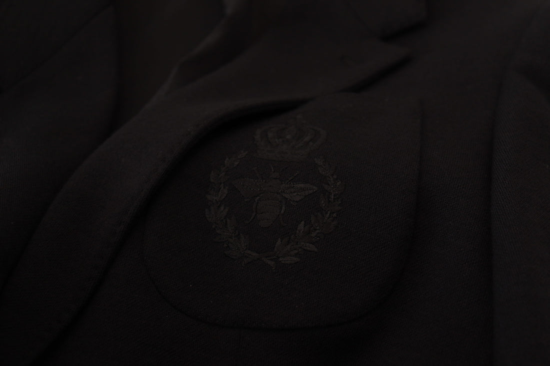 Dolce & Gabbana Black Wool Crown Slim Fit Jacket Blazer