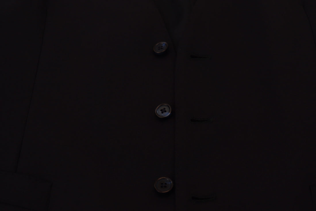 Dolce & Gabbana Dark Blue Wool Stretch Waistcoat Formal Vest