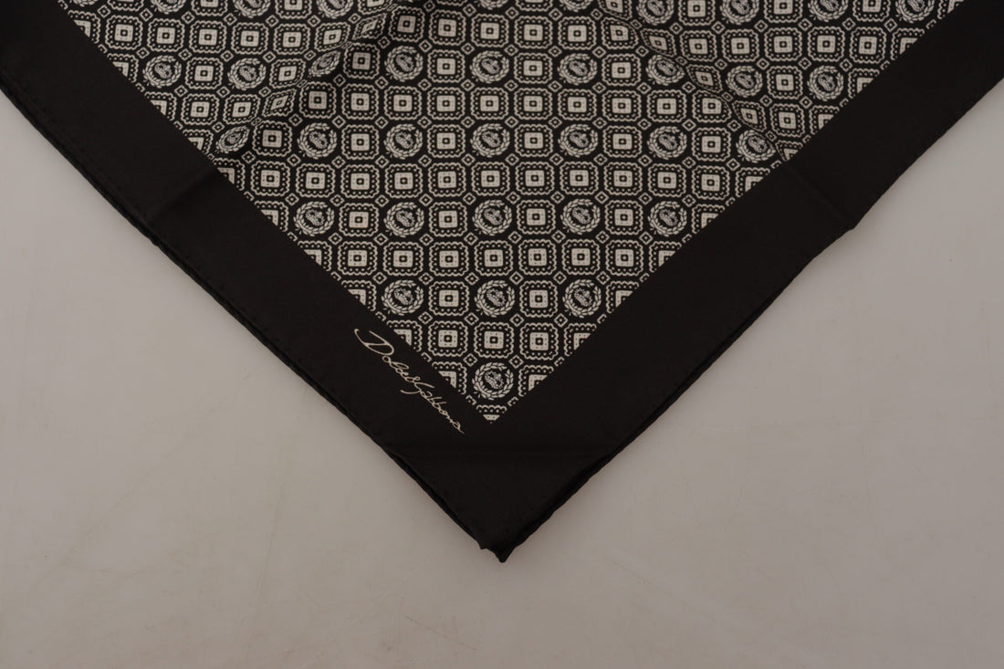 Dolce & Gabbana Black Patterned DG Logo Square Handkerchief Scarf