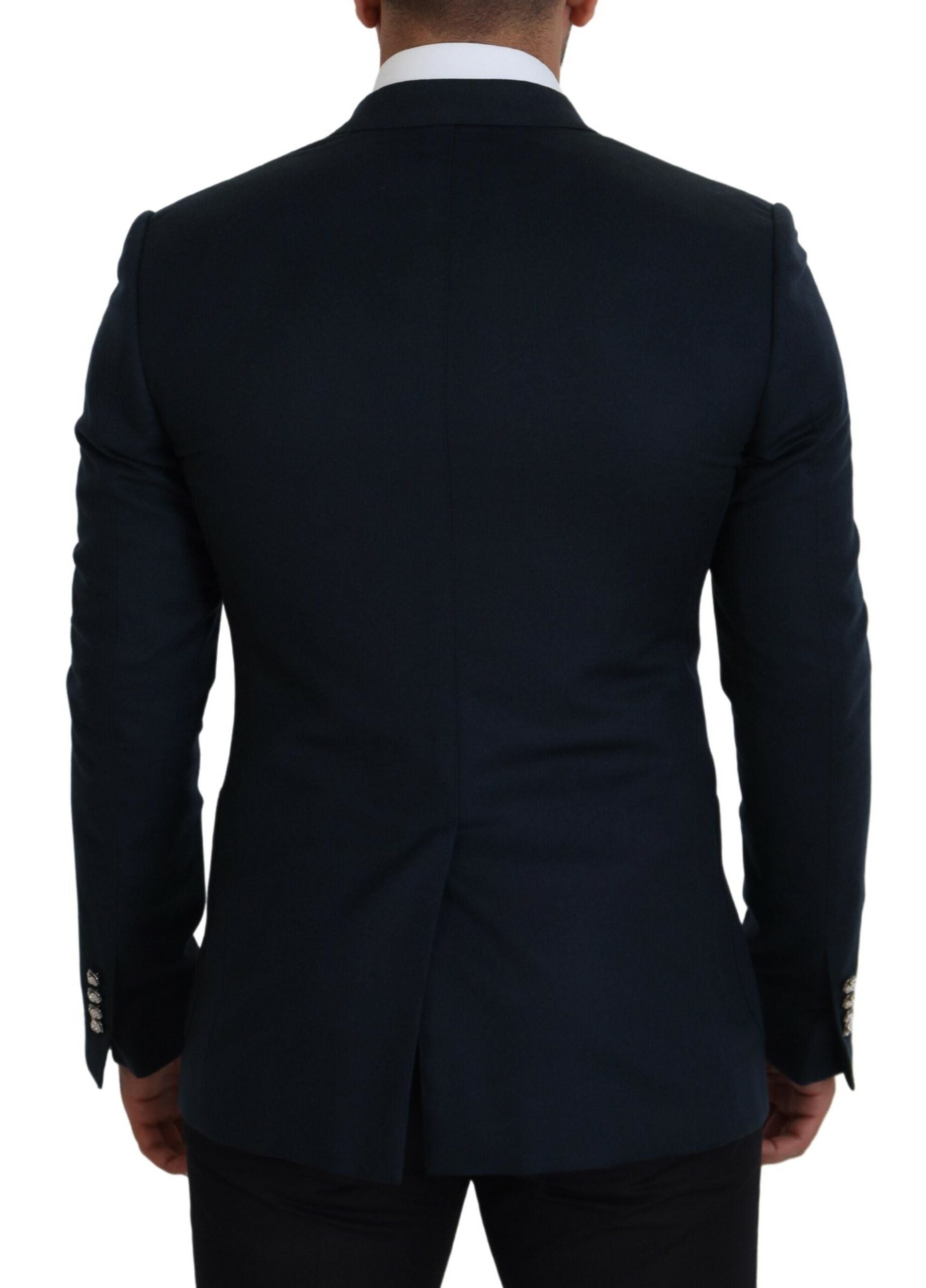Dolce & Gabbana Blue Double Breasted Formal Coat Blazer