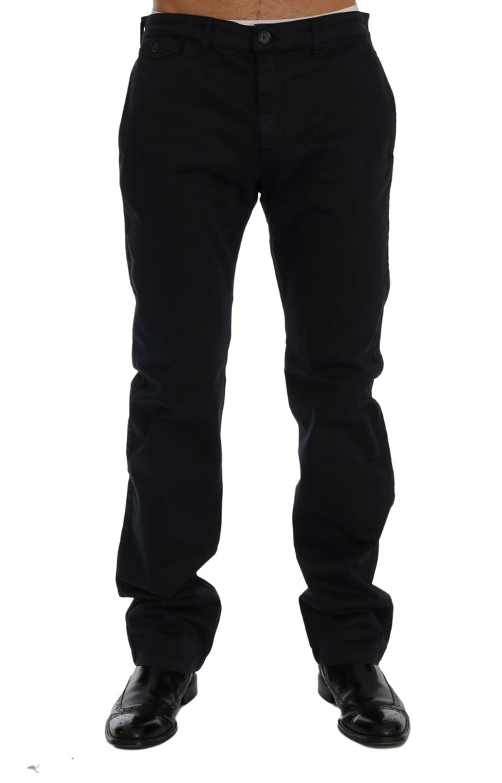 GF Ferre Blue Cotton Stretch Chinos Pants