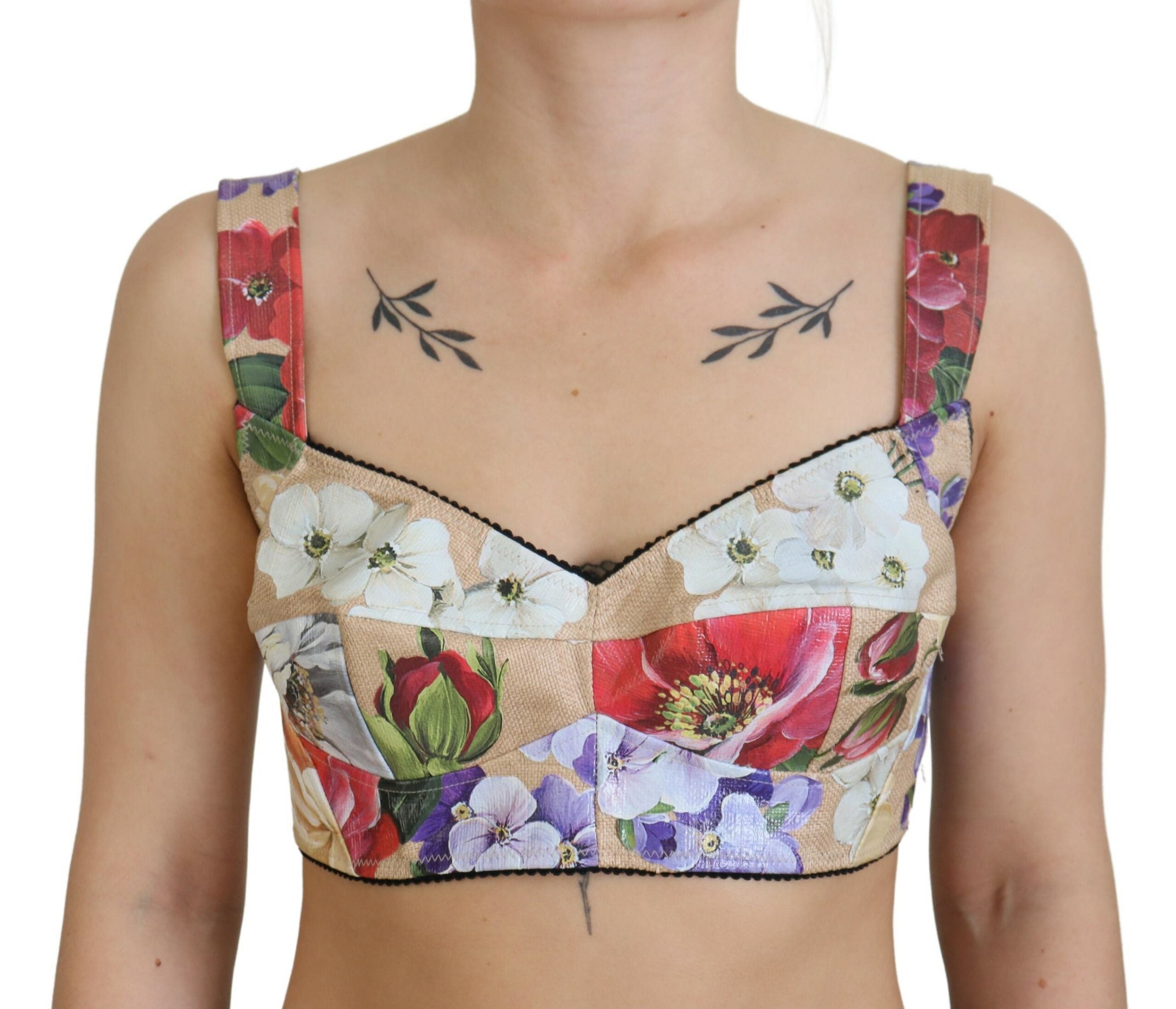 Dolce & Gabbana Multicolor Floral Cropped Bustier Corset Top