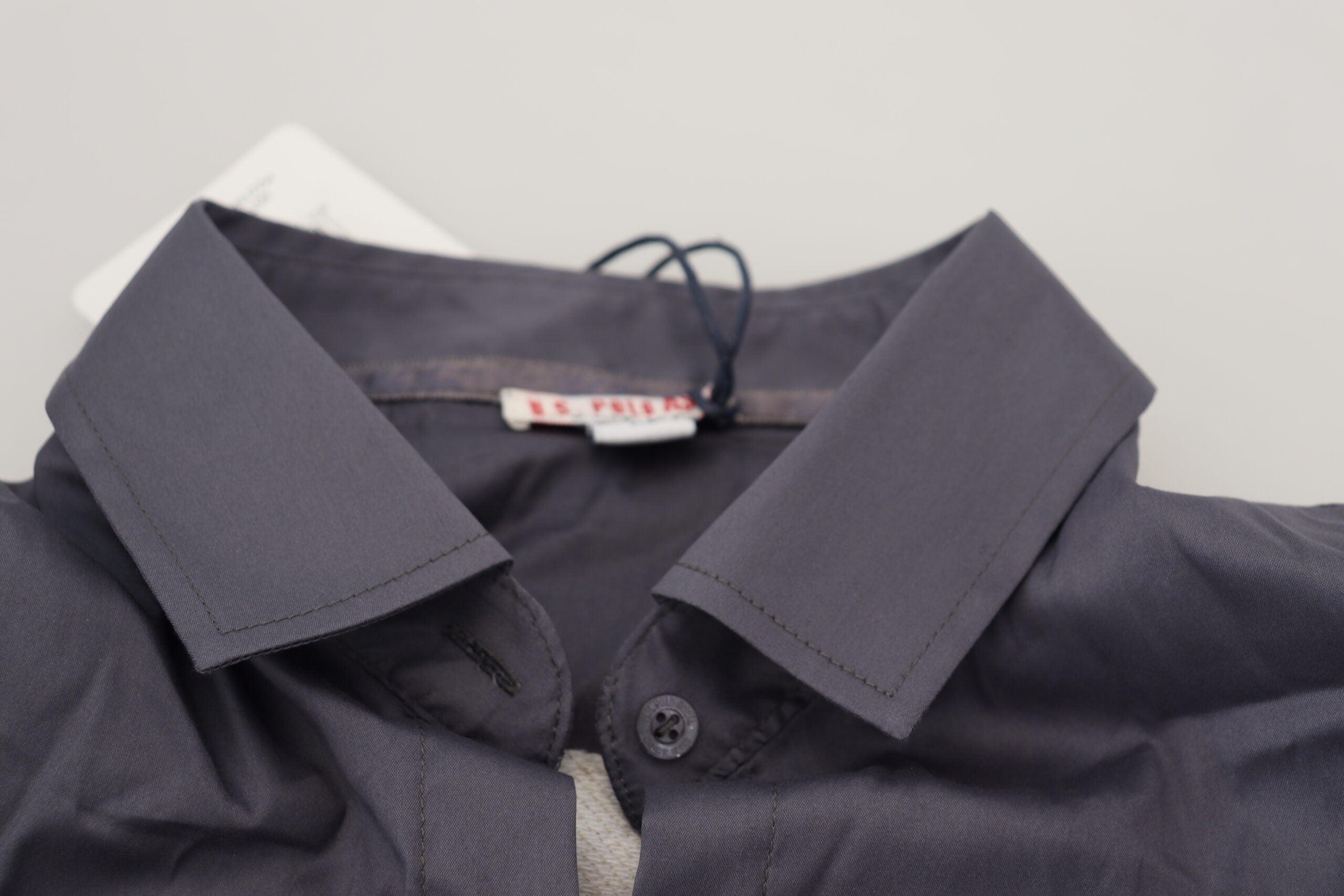 U.S. POLO ASSN. Gray Printed Long Sleeves Collared Top