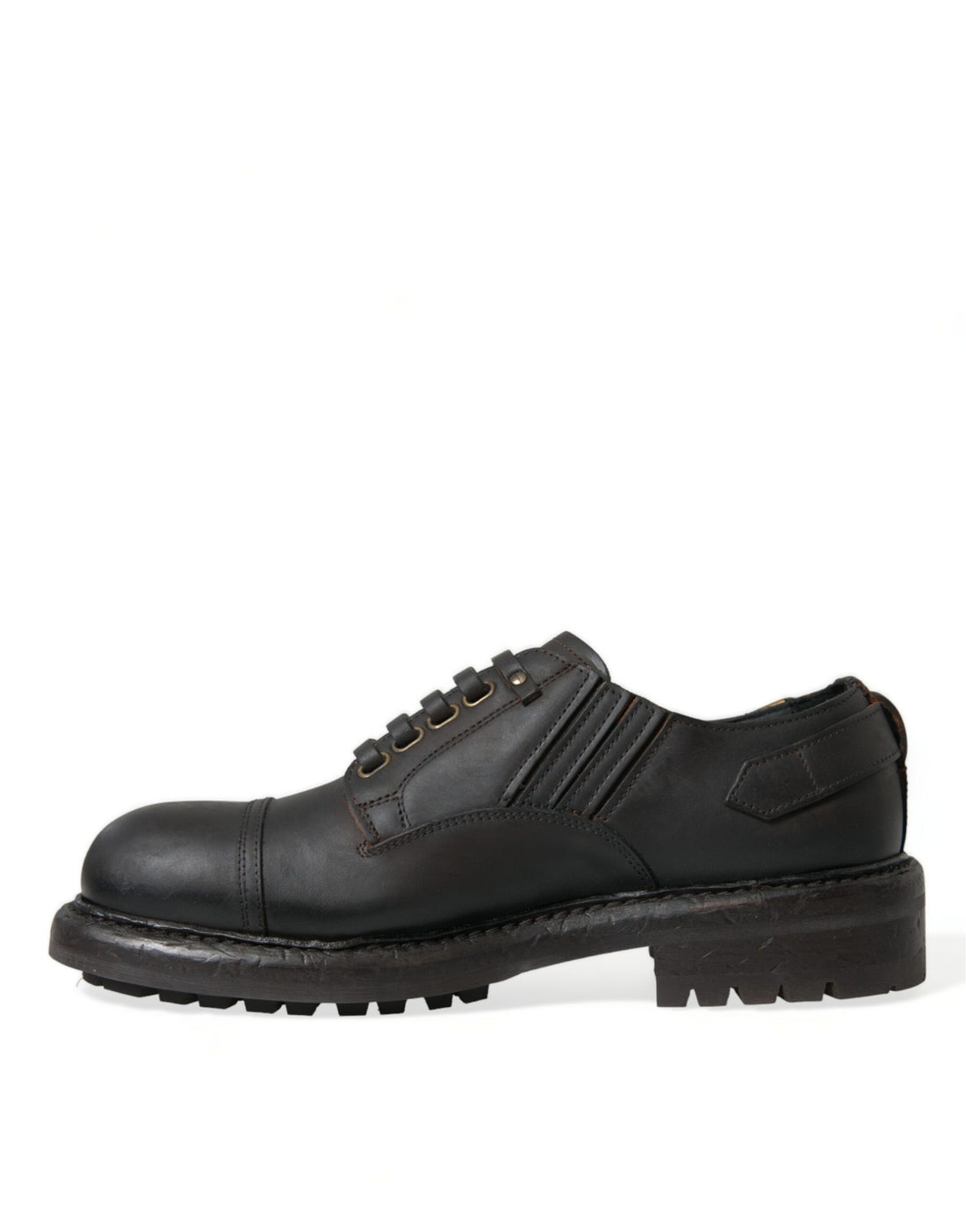Dolce & Gabbana Brown Leather Lace Up Derby Men Dress Shoes