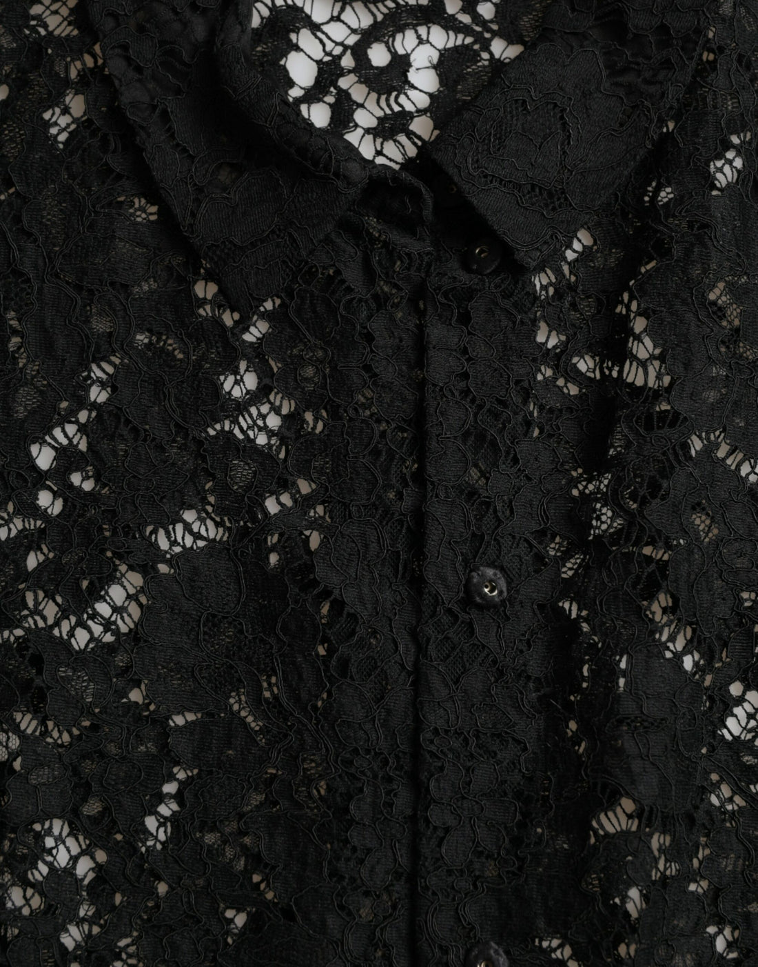 Dolce & Gabbana Black Floral Lace Long Sleeves Blouse Top