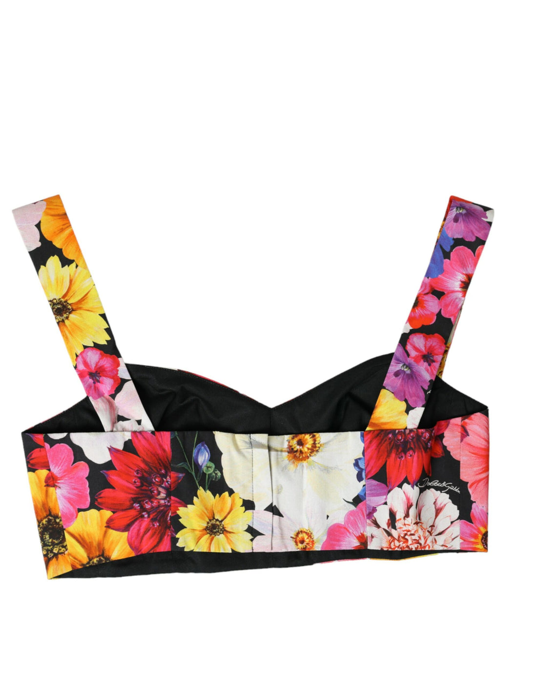 Dolce & Gabbana Multicolor Floral Sleeveless Bustier Crop Top