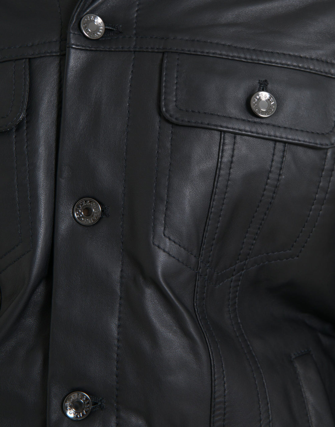 Dolce & Gabbana Black Leather Fur Collar Biker Coat Jacket