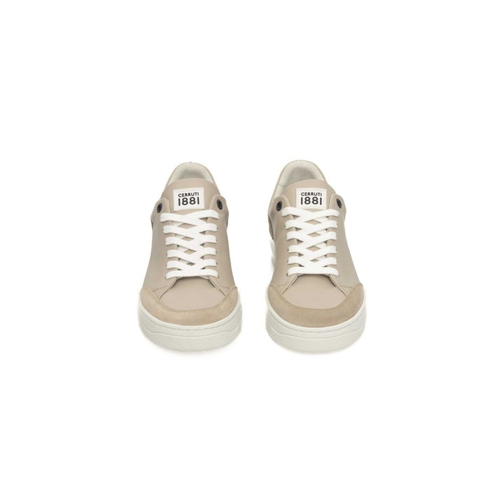 Cerruti 1881 Beige Leather Women Platform Sneaker