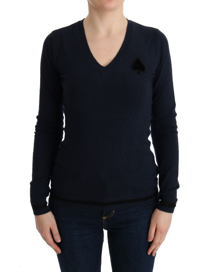 Costume National Blue V-neck Viscose Sweater