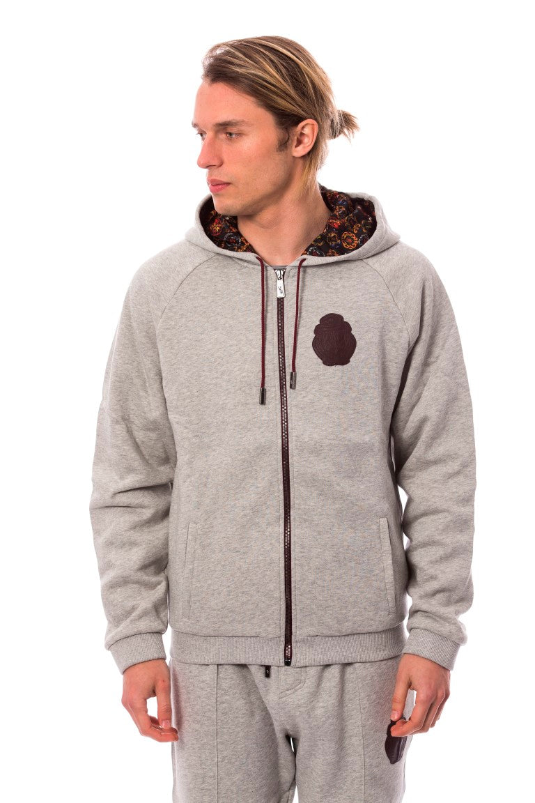 Billionaire Italian Couture Gray Cotton Hooded Sweatsuit