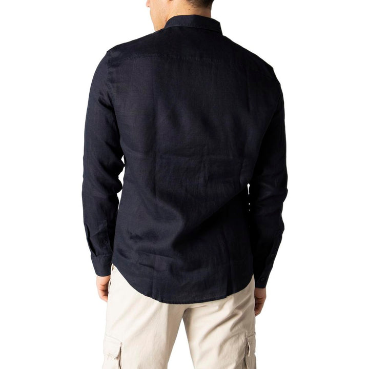 Armani Exchange Blue Linen Dress Shirt