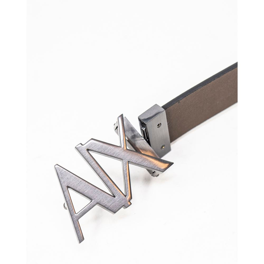 Armani Exchange Black Leather Regular Belt